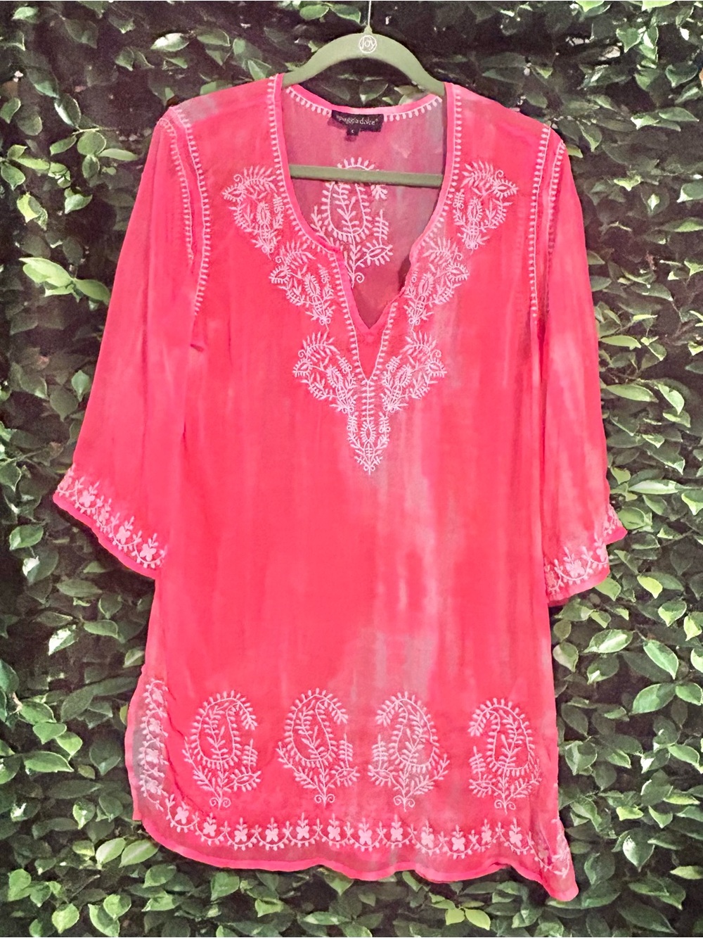 Spiaggia Dolce Swimsuit Tunic Cover Up Hot Pink Neon Coral Womens Large